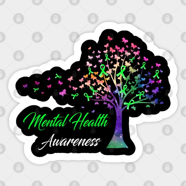 Tree Ribbons Mental Health Awareness Support Mental Health Warrior Gifts Sticker by ThePassion99